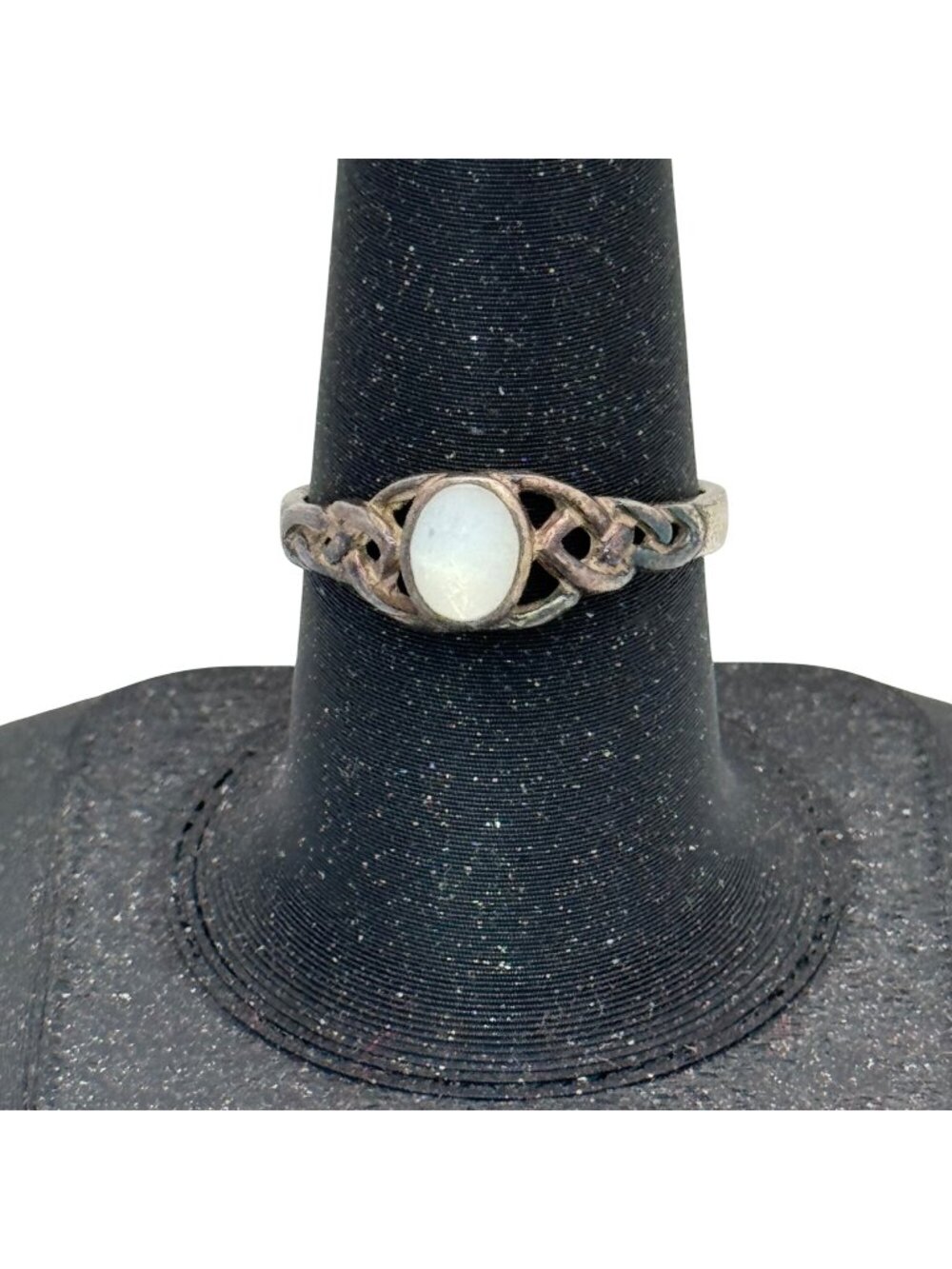 Celtic Knot Moonstone Ring Sterling Silver 925 Gemstone Size 8 Filagree Vintage